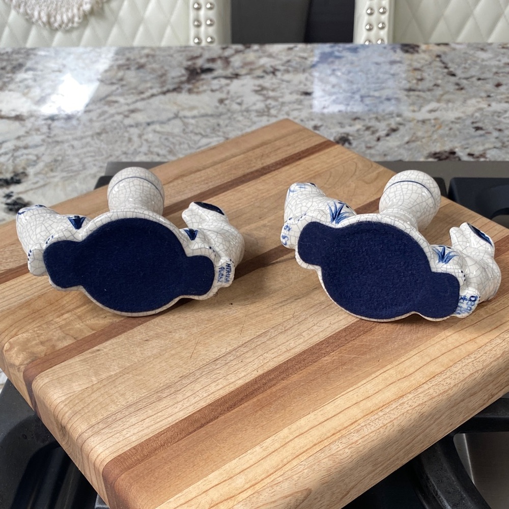 White and Blue Rabbit Candle Holders - Picture 3 of 5